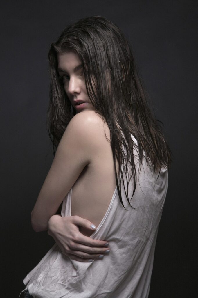 woman, brunette, model, portrait, modeling, pose, posing, young woman, studio photography, fashion, female, girl, skin